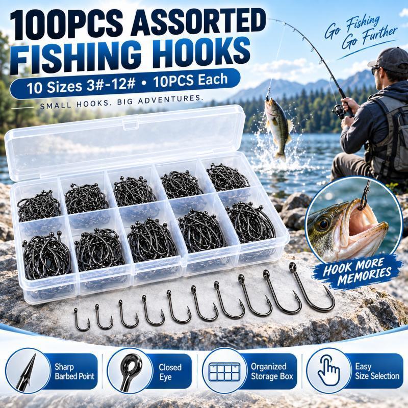 Fishing Hook Assortment - Set da 100 ami da pesca