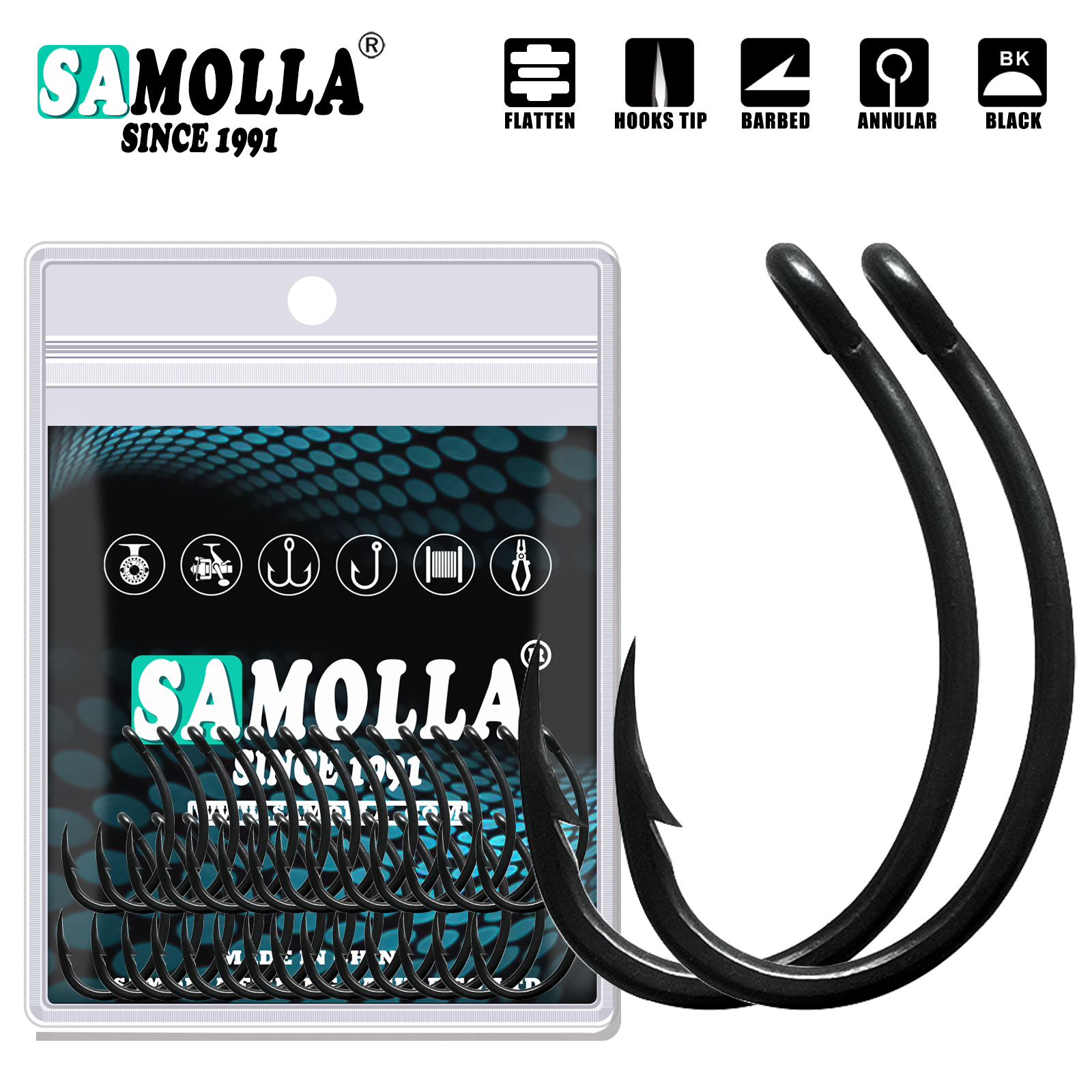 Fishing Hook Offset - 50 pz Ami da pesca alla